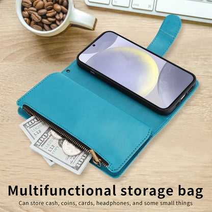 Leather Zipper Wallet Phone Case For Samsung Galaxy S25 S24 Ultra S23 S22 S21 FE