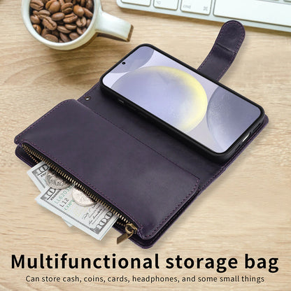 Leather Zipper Wallet Phone Case For Samsung Galaxy S25 S24 Ultra S23 S22 S21 FE