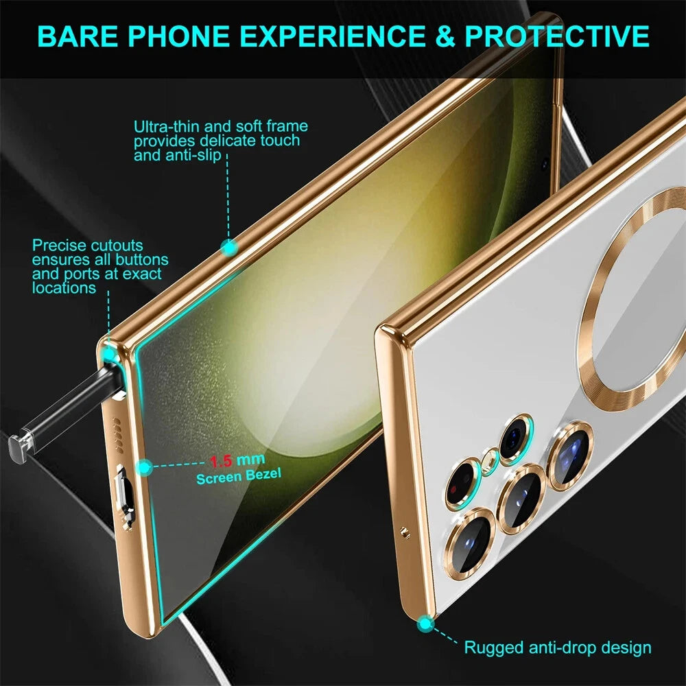 For Samsung Galaxy S25 S24 Ultra Edge Plus Clear Case Magnetic Mag Safe Cover