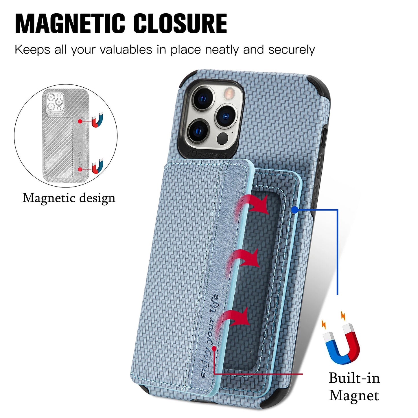 Magnetic Flip Wallet Card Holder Case For iPhone 14 15 16 17 Pro Max 13 12 11 7