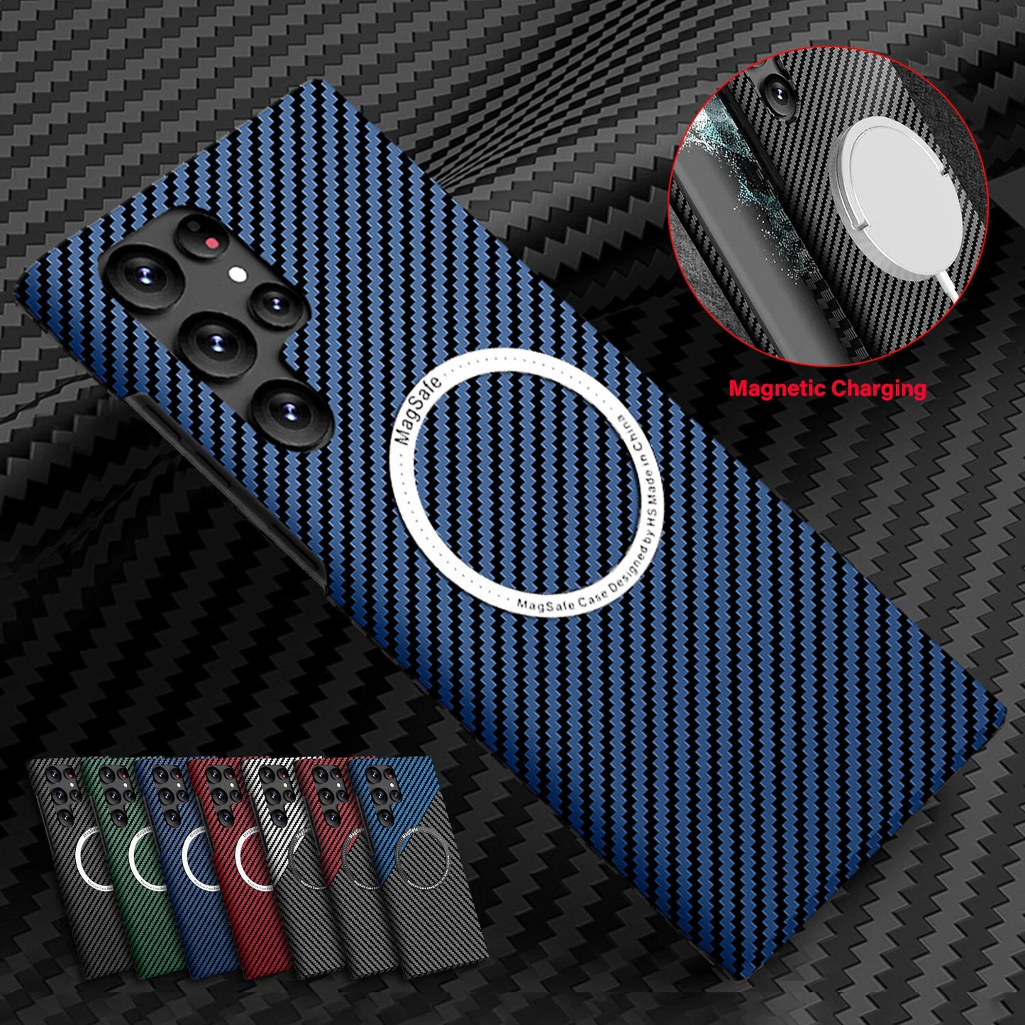 For Samsung Galaxy S25 Ultra S24 S23S22 MagSafe Case Magnetic Carbon Fiber Cover