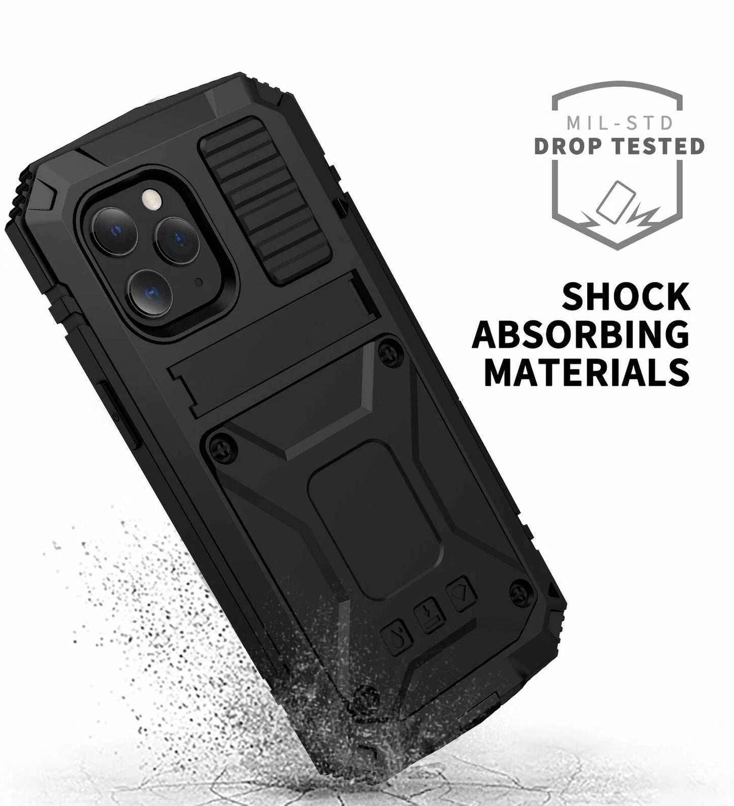 Heavy Duty Armor Metal Screen Glass Stand Case for iPhone 17 Pro Max 16 15 14 13