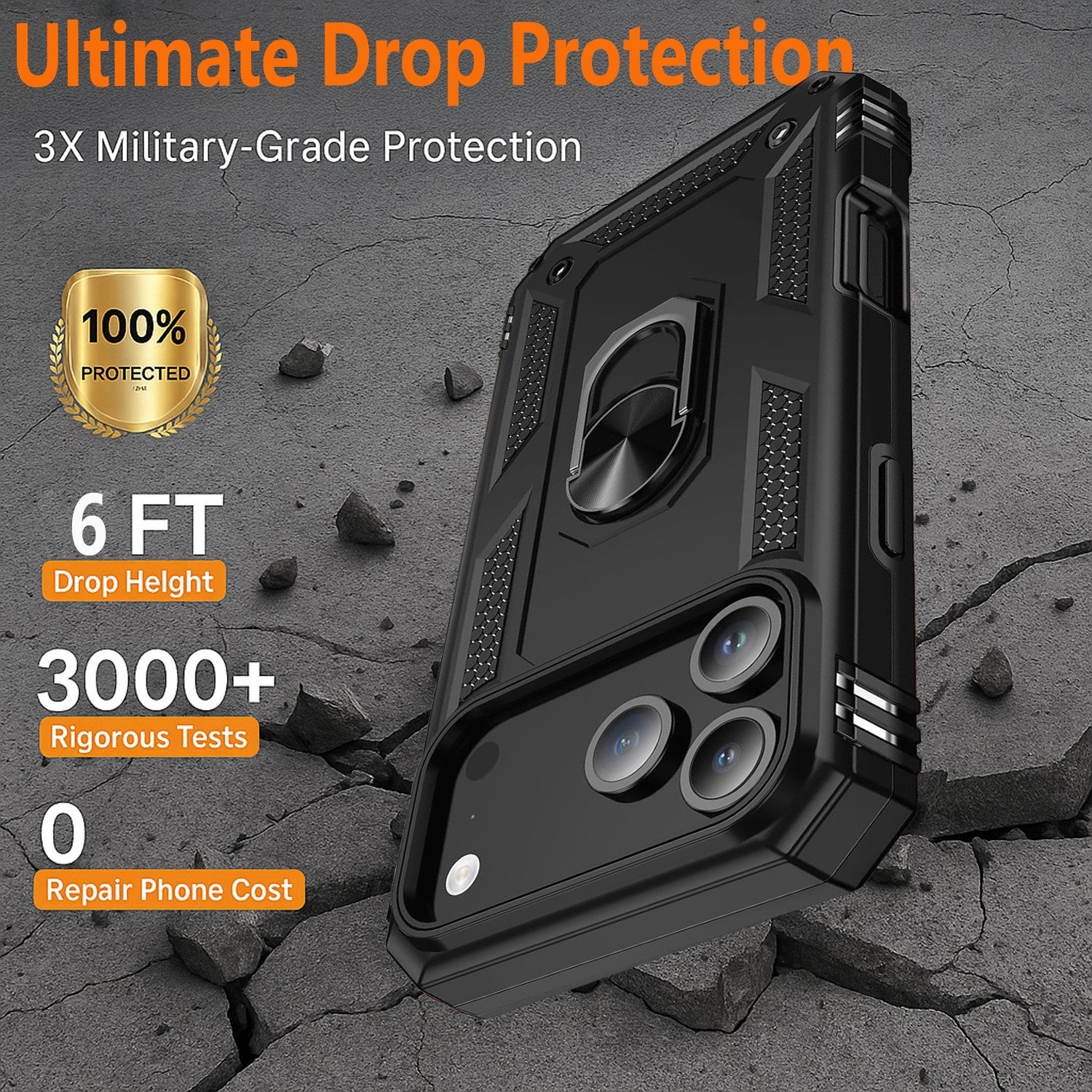 For iPhone 17 Pro Max Case Air 16 Phone Cover Shockproof Rugged +Tempered Glass