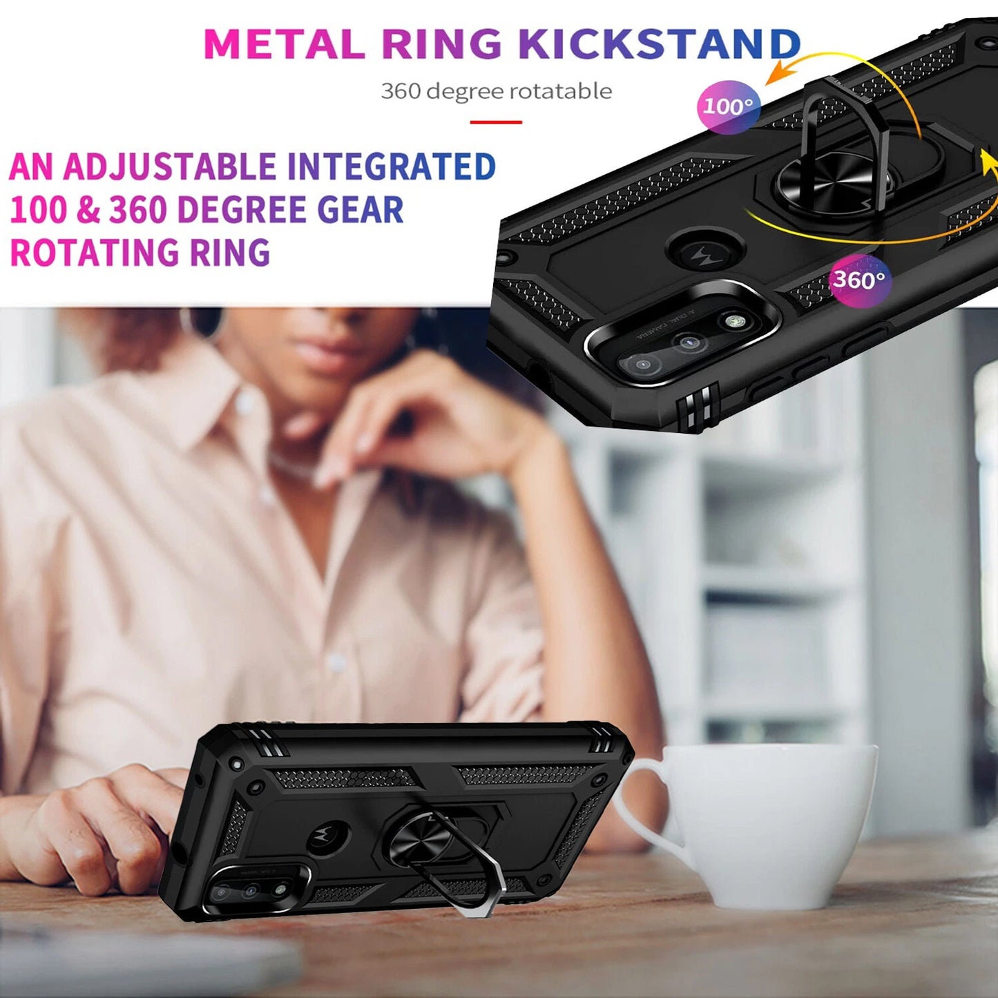 For Motorola Moto G Play 2024 Case /2023 Phone Cover Shockproof + Tempered Glass
