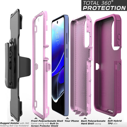 Rugged ShockProof Armor Hybrid Phone Case Cover Belt Clip Stand Screen Protector