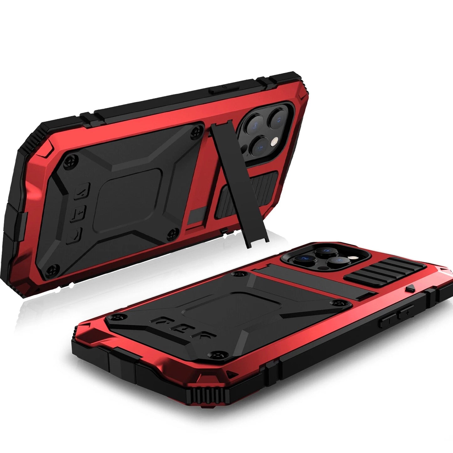 Heavy Duty Armor Metal Screen Glass Stand Case for iPhone 17 Pro Max 16 15 14 13