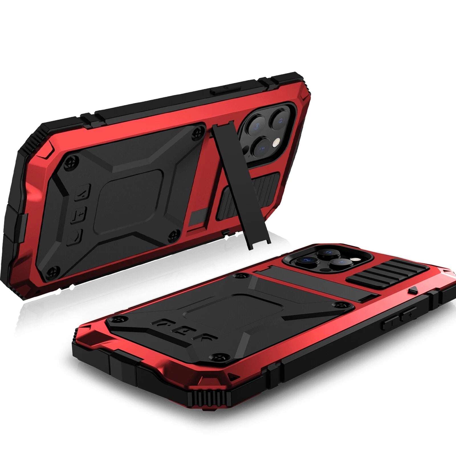 Heavy Duty Armor Metal Screen Glass Stand Case for iPhone 17 Pro Max 16 15 14 13