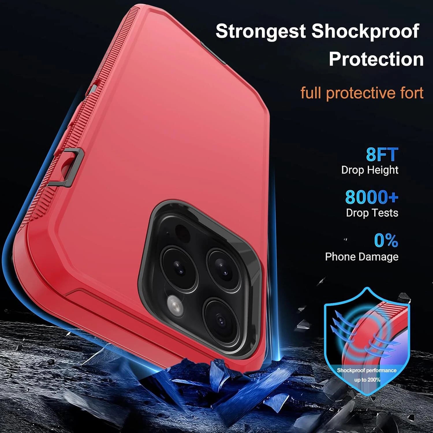 For iPhone 16 Pro Max/16 Pro 15 14 13 11 Case Phone Shockproof Cover+Screen Glas