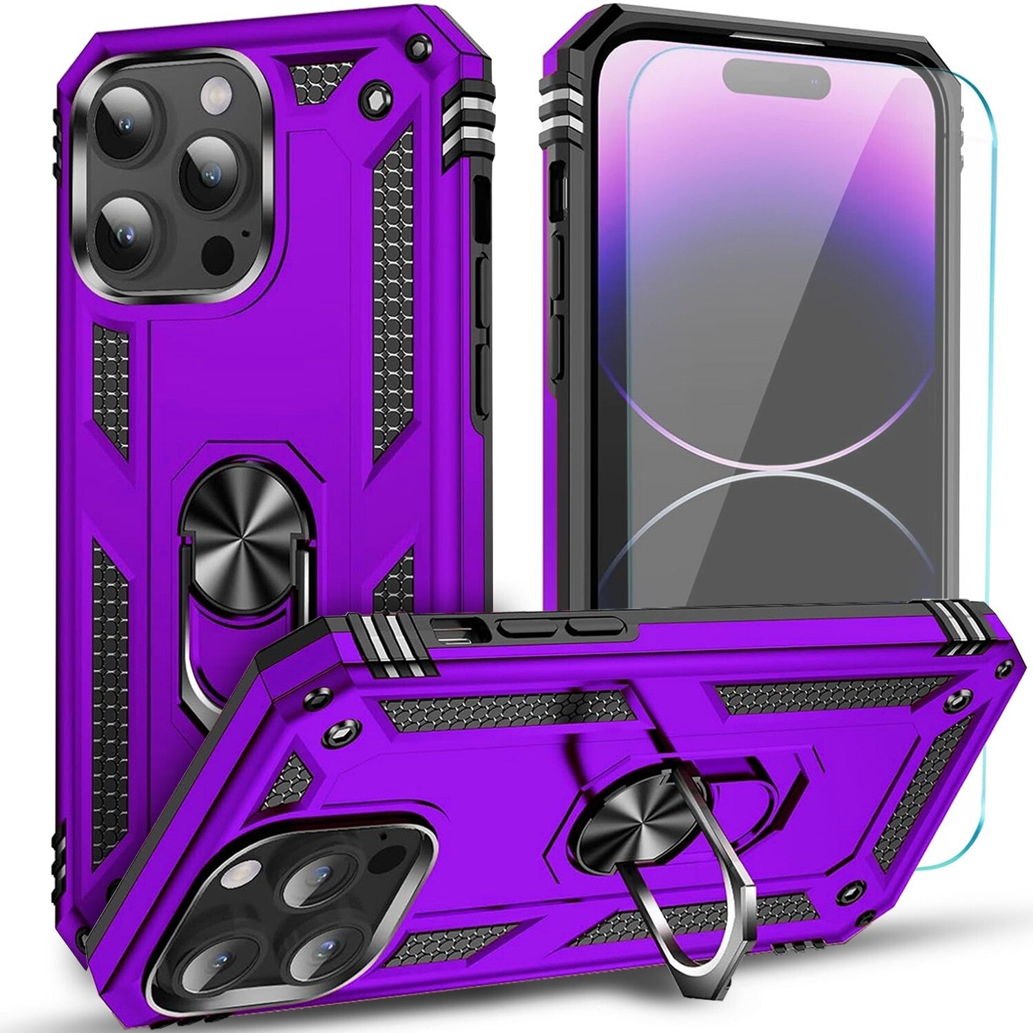 For iPhone 13 Case/13 Pro Max/13 Mini Phone Cover Shockproof + Tempered Glass