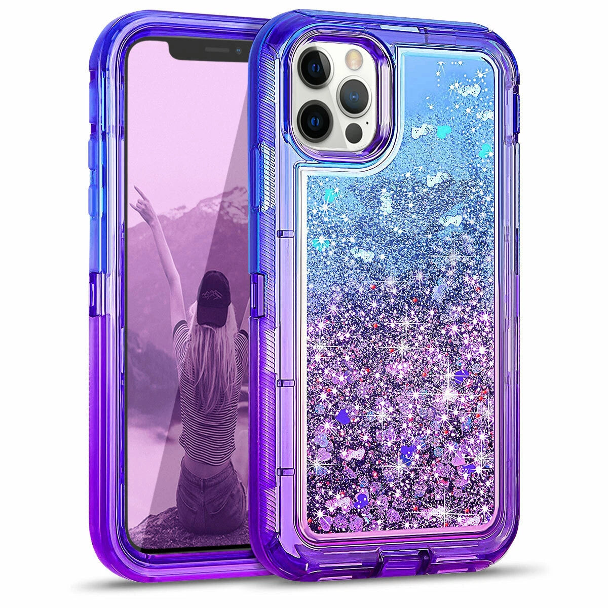 Shockproof Case For iPhone 16 15 14 13 12 11 Pro Max Liquid Glitter Cover