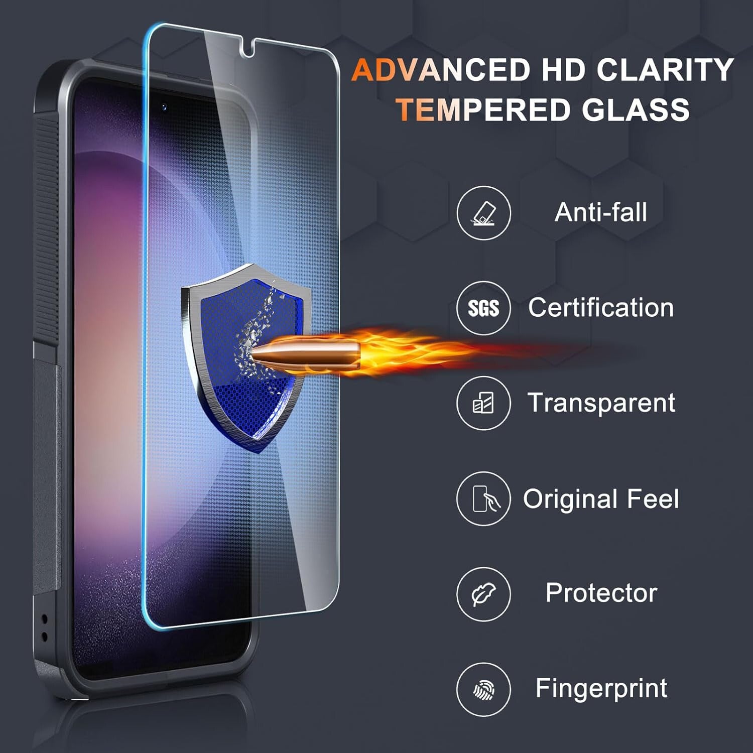 For Samsung Galaxy S25 Ultra Case S25/S24/S23/FE/ Phone Cover + Tempered Glass