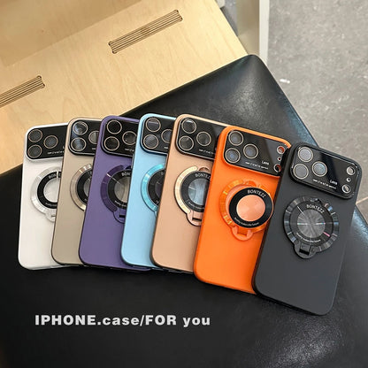 For iPhone 17 Pro Max 16 15 14 13 12 MagSafe Magnetic Lens Shockproof Stand Case