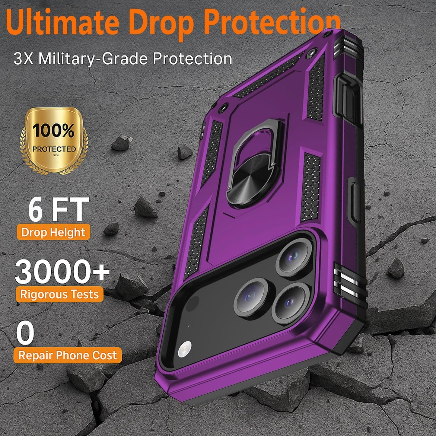 For iPhone 17 Pro Max Case Air 16 Phone Cover Shockproof Rugged +Tempered Glass