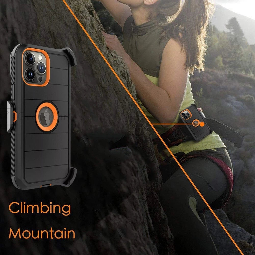 Rugged ShockProof Armor Hybrid Phone Case Cover Belt Clip Stand Screen Protector