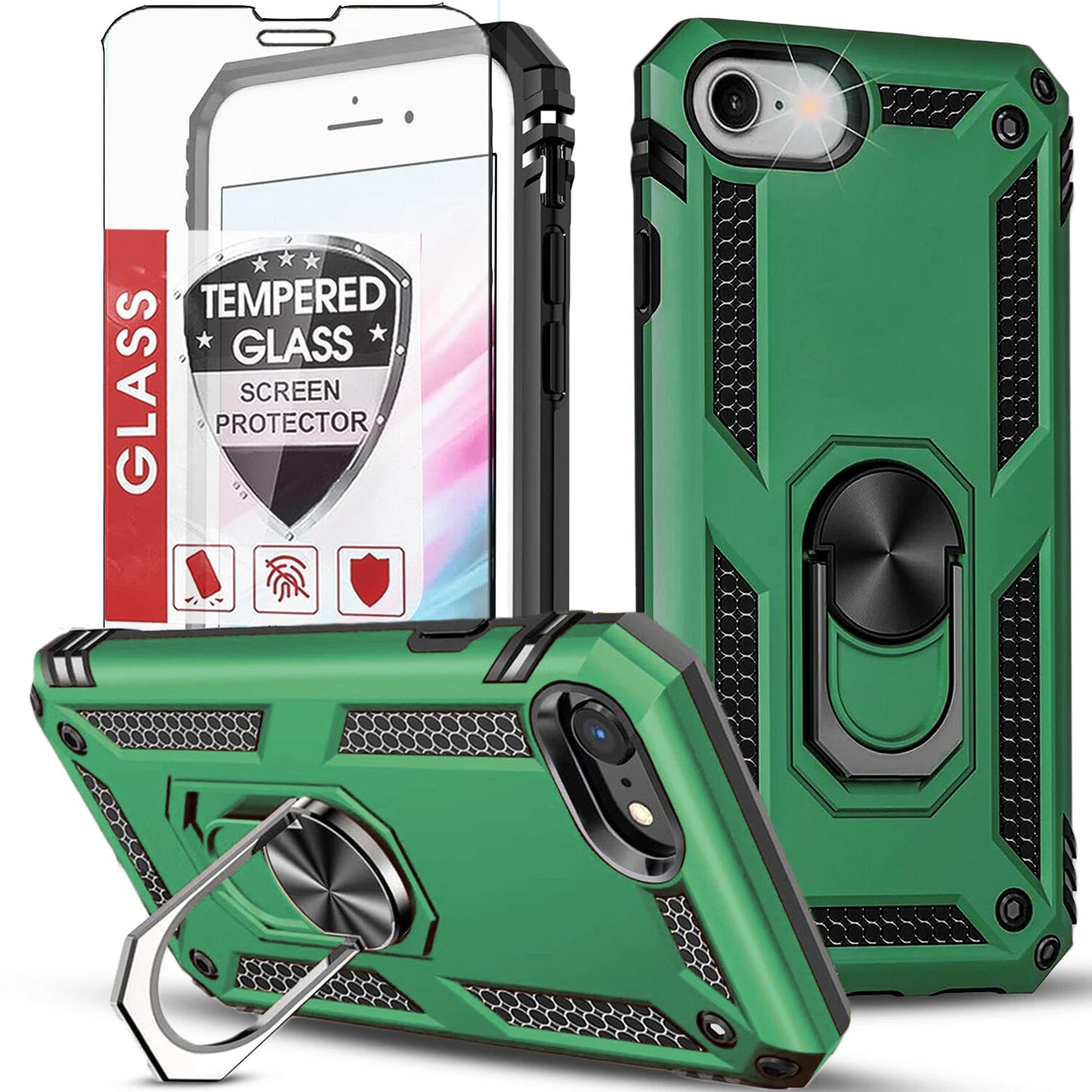 For iPhone SE Case /8/7/Plus/6S/SE 2020/Phone Cover Shockproof + Tempered Glass