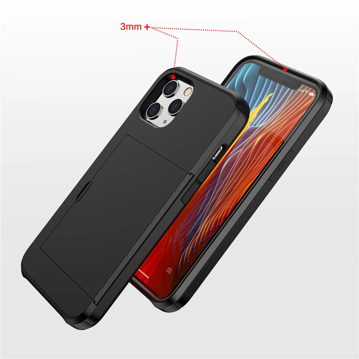 Slide Wallet Case Card Holder For iPhone 14 13 12 11 15 Pro Max X 7 8 Slim Cover