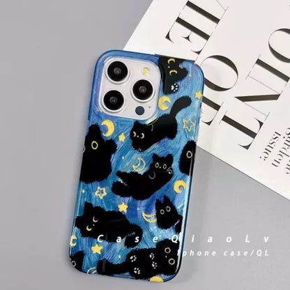 Whimsical Black Cat iPhone 16 Case