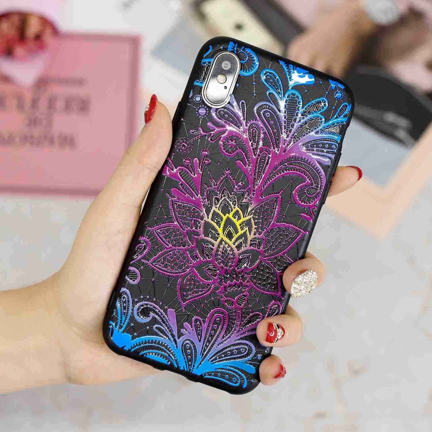 shockproof Silicone Painted Pattern Back Case For iPhone - carolay.co