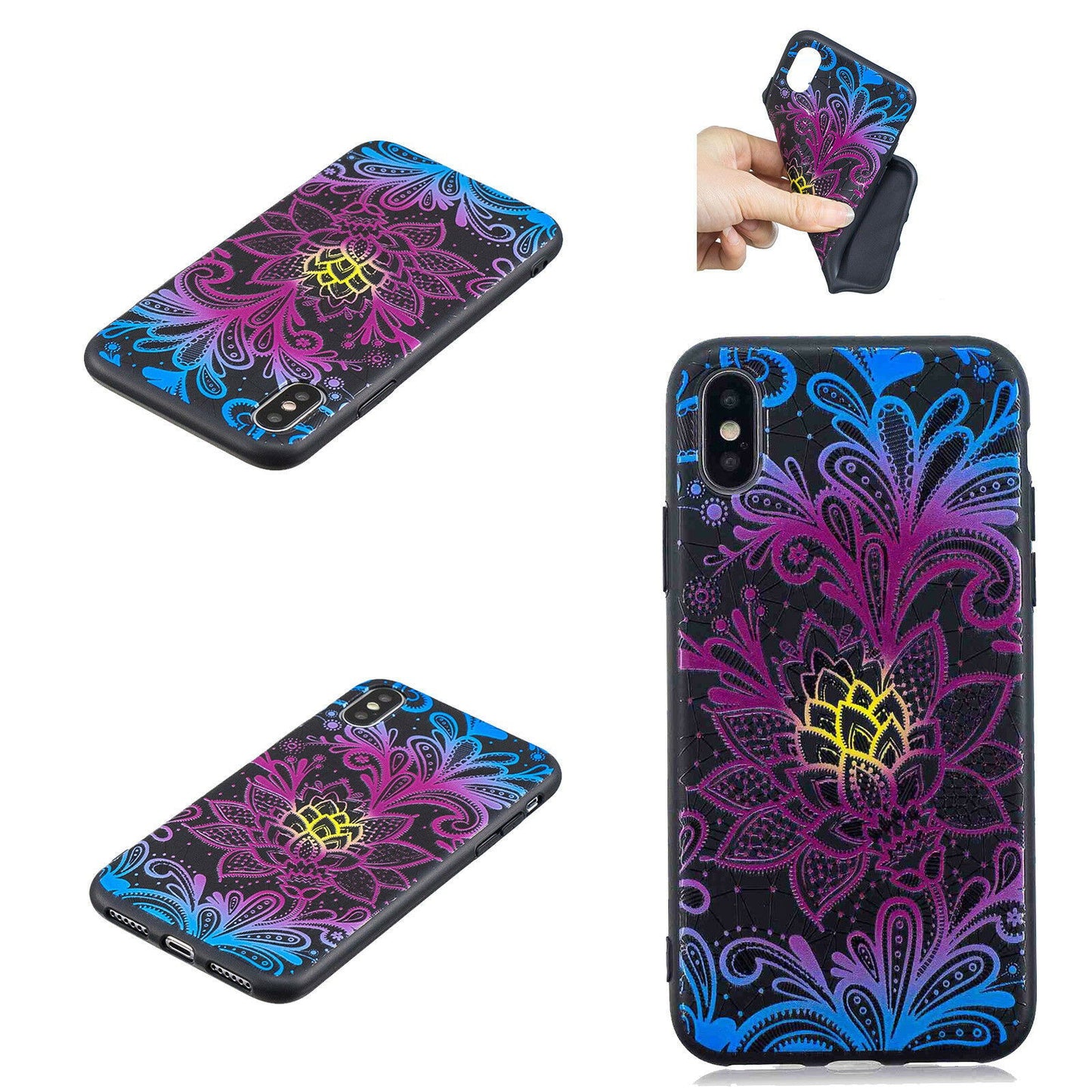 shockproof Silicone Painted Pattern Back Case For iPhone - carolay.co