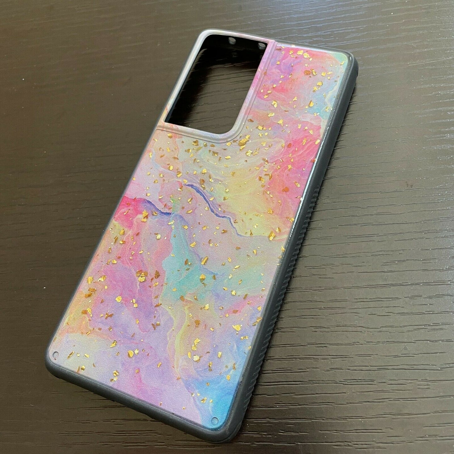 Hard Rubber Case Rainbow Shiny Marble for Samsung