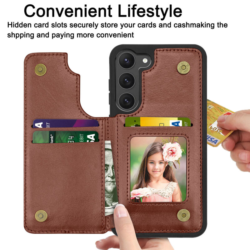 Leather Wallet Case with Card Slots for Samsung S23