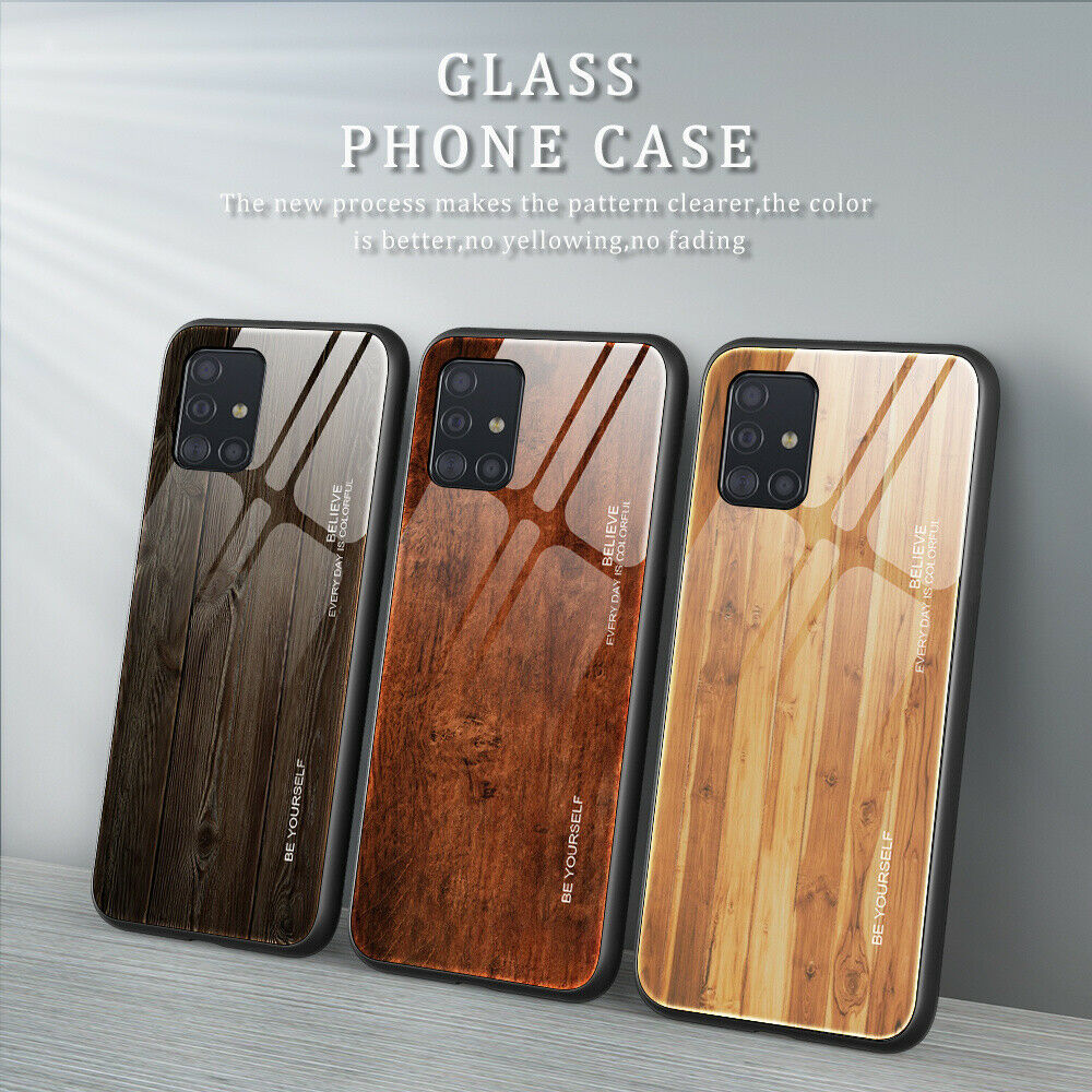 Slim Wood Pattern Tempered Glass Case For Samsung - carolay.co