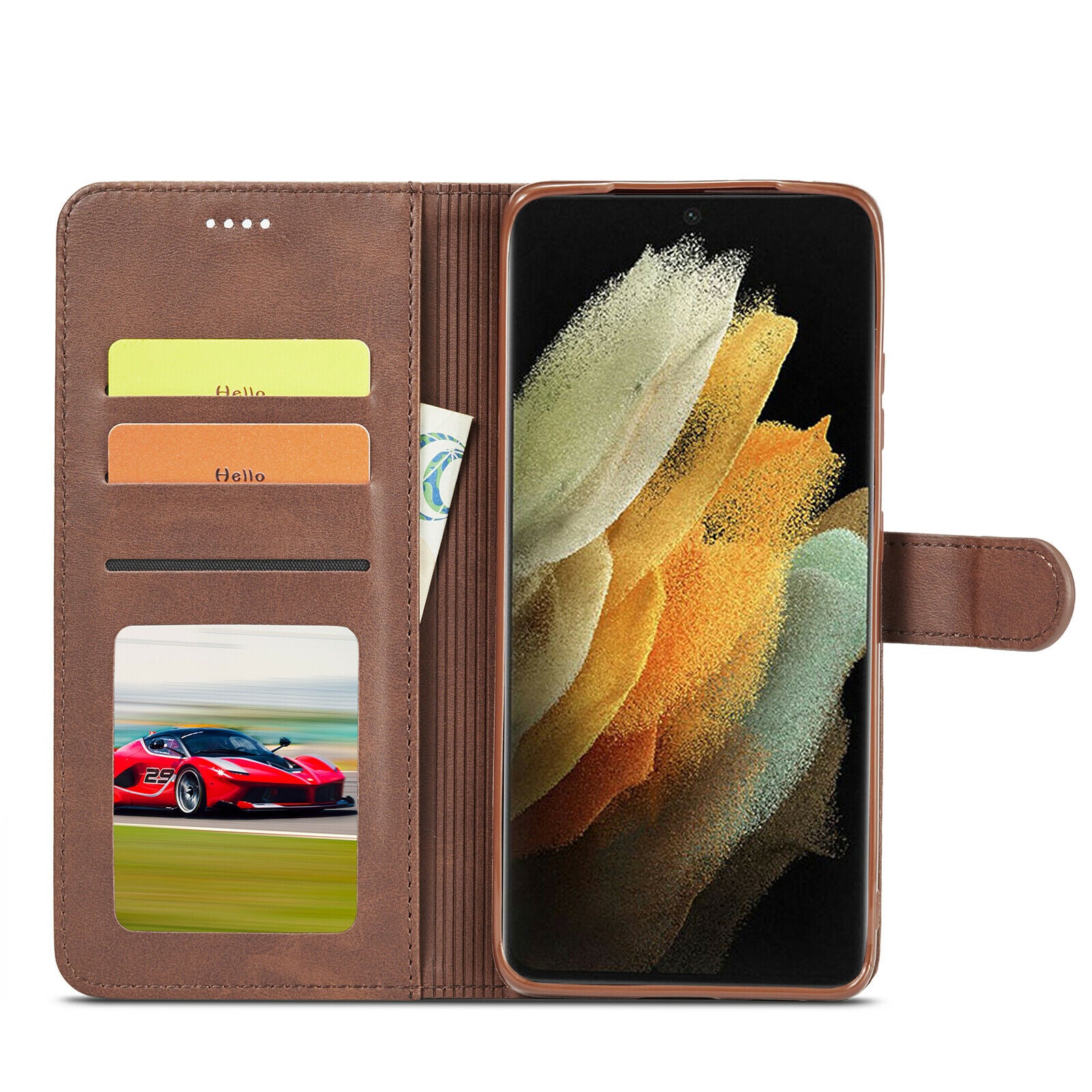 Men's Leather Magnetic Wallet Case for Samsung Galaxy S21 - carolay.co