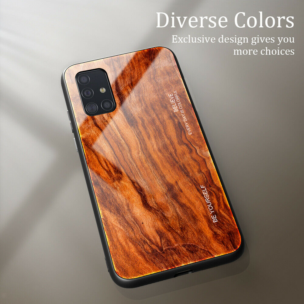 Slim Wood Pattern Tempered Glass Case For Samsung - carolay.co