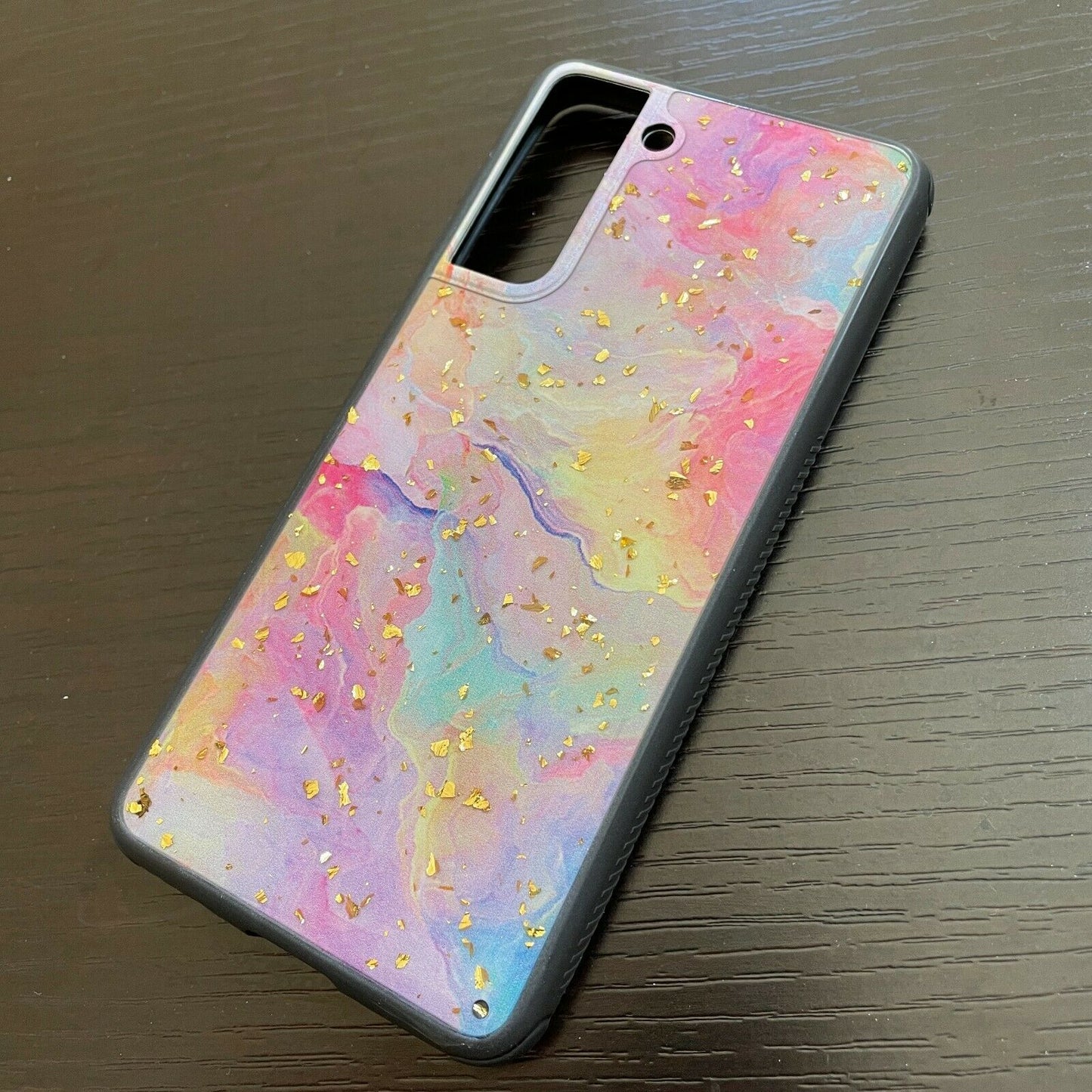 Hard Rubber Case Rainbow Shiny Marble for Samsung