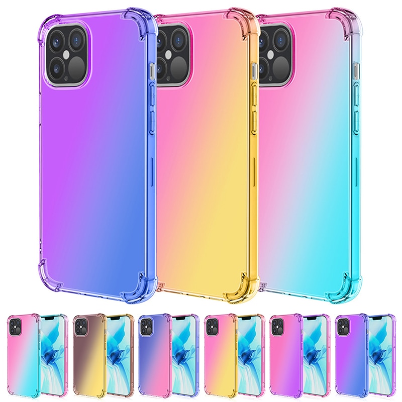 Four Corner Anti Drop Case Rainbow Transparent Shell for iPhone - carolay.co