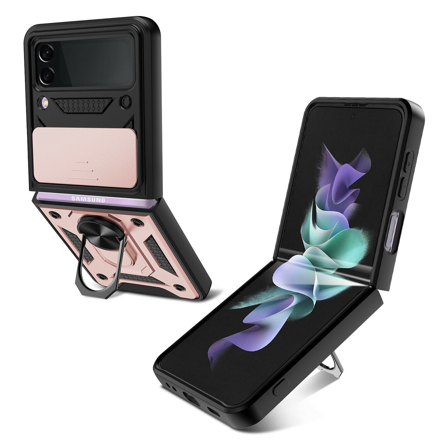 Hybrid Armor Ring Stand Case Samsung Z Flip 3 5G