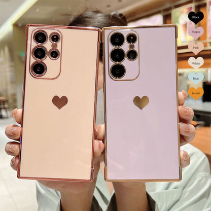 Cute Heart Plating Case For Samsung S23/S22