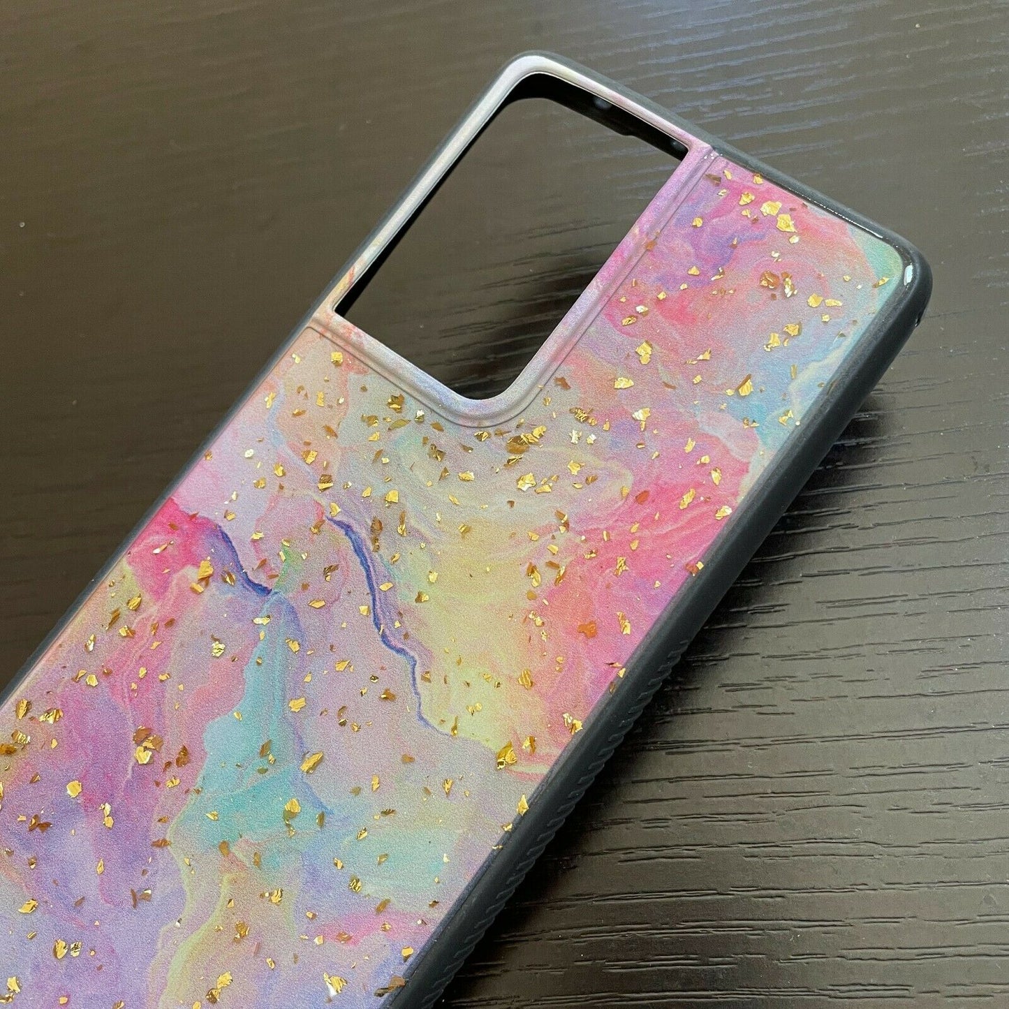 Hard Rubber Case Rainbow Shiny Marble for Samsung