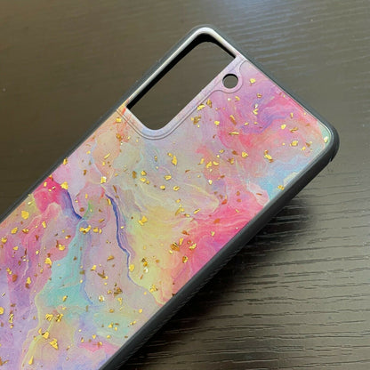 Hard Rubber Case Rainbow Shiny Marble for Samsung