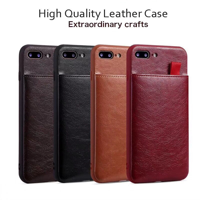 Leather Wallet Case For iPhone XR XS Max XS Card Slot Pull Pouch - carolay.co phone case shop