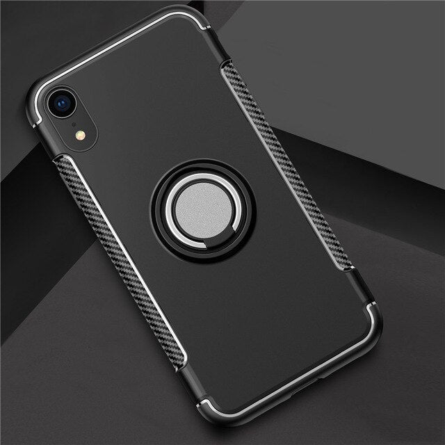 Toraise Case For iPhone X XR XS Max Case Luxury Metal Ring Car Stand - carolay.co phone case shop