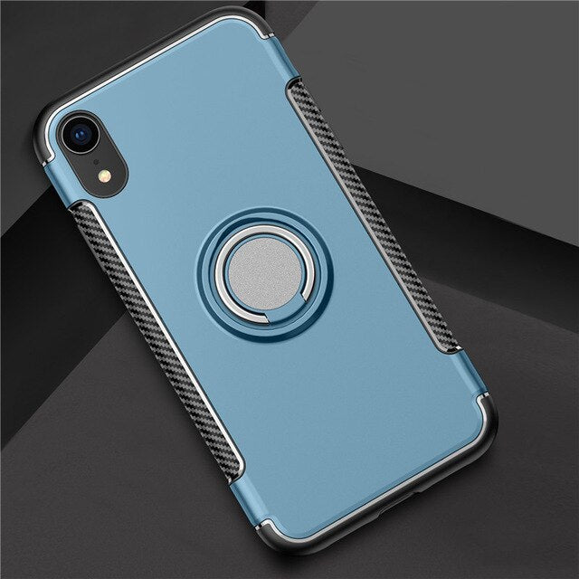 Toraise Case For iPhone X XR XS Max Case Luxury Metal Ring Car Stand - carolay.co phone case shop
