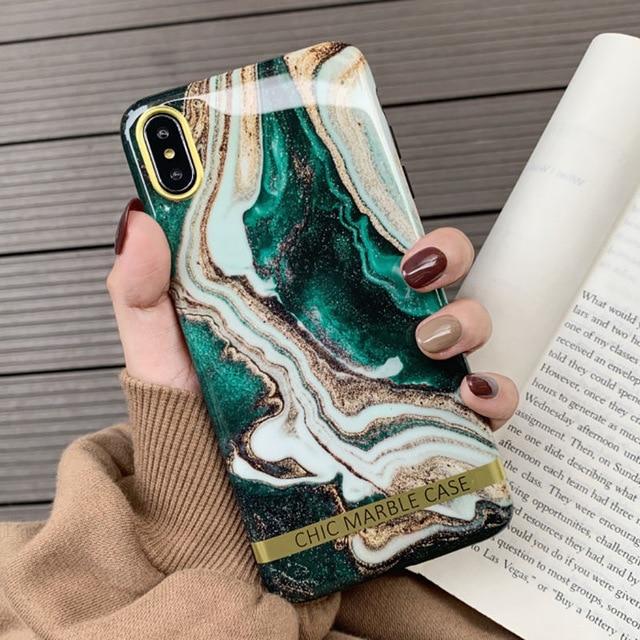 Artistic agate marble gold bar Phone Case For iphone - carolay.co