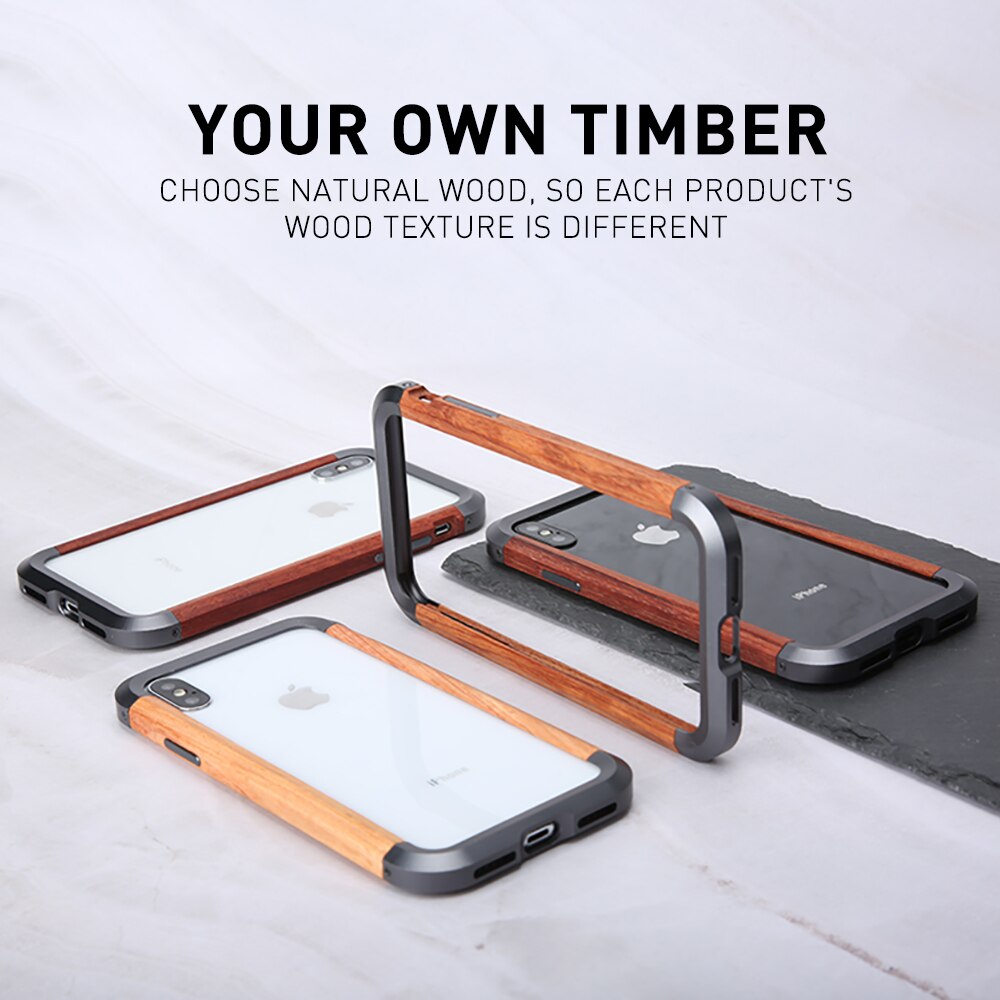 Phone Case For iPhone XS Max  Wood Bumper Metal - carolay.co phone case shop