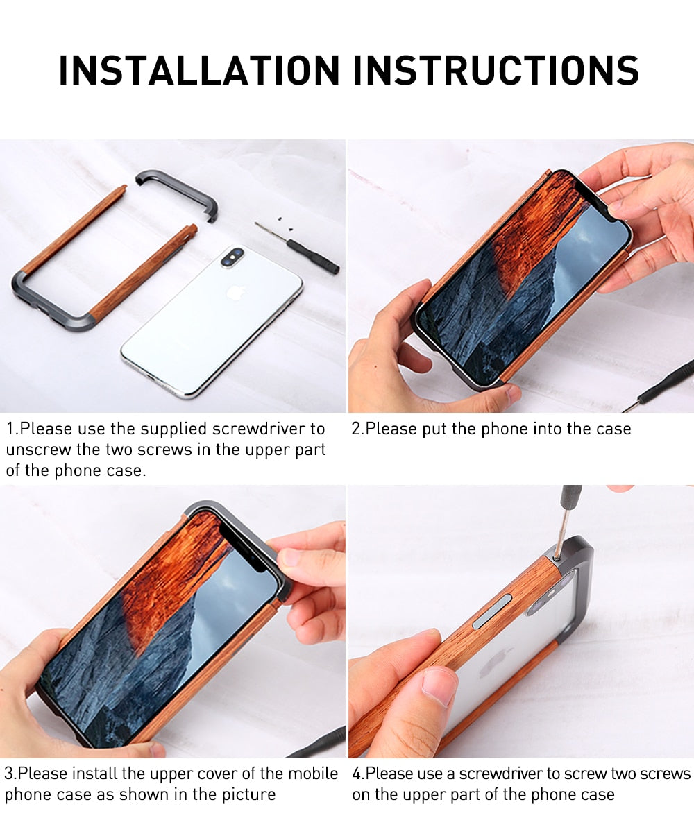 Phone Case For iPhone XS Max  Wood Bumper Metal - carolay.co phone case shop