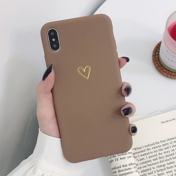 Couples Gold Love Heart Candy Color Cases For iphone 11 - carolay.co