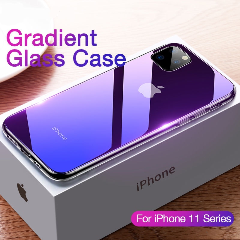Gradient Transparent  Phone Case iPhone Anti-Scratch Tempered Glass Cover - carolay.co phone case shop