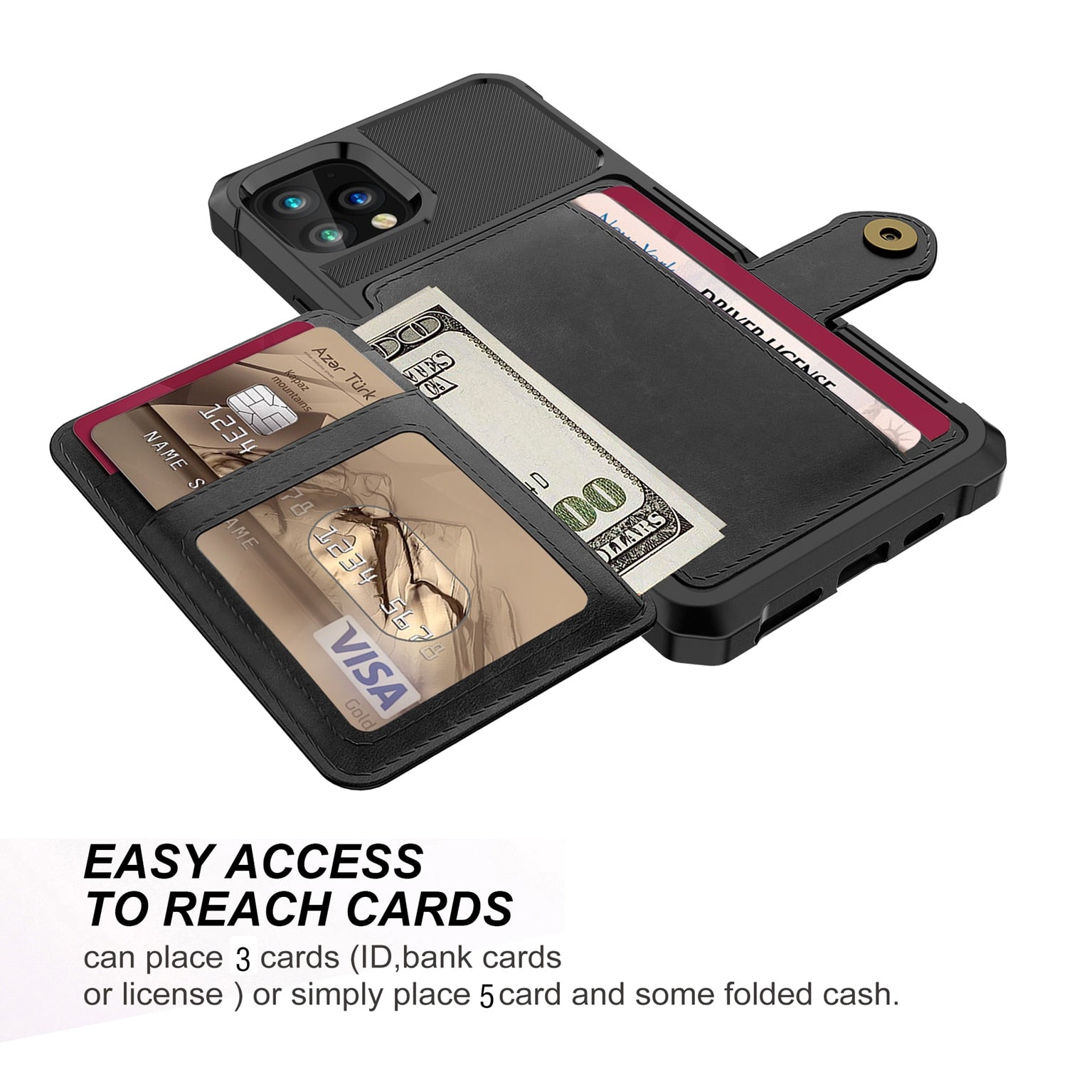 Credit Card PU Leather Flip Wallet Photo Holder Hard Back Cover - carolay.co