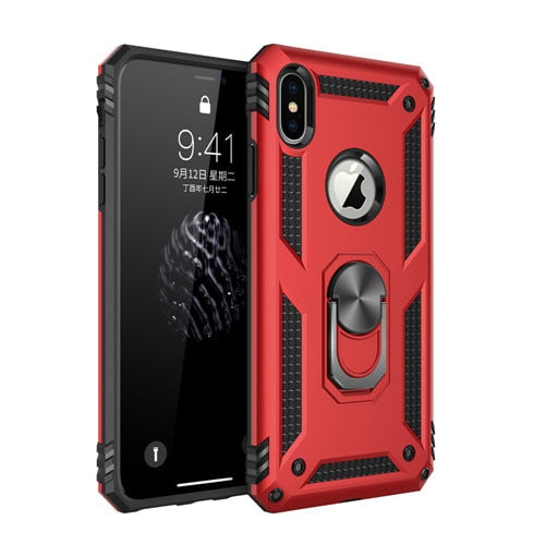 Dual Layer Military Armor Case Magnetic Ring Shockproof Hard for iPhone - carolay.co