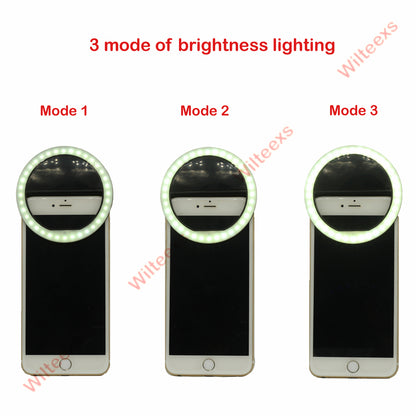 WILTEEXS 36 LED Portable Flash Led Camera Clip-on Mobile phone Selfie ring light video light Night Enhancing Up Selfie Lamp - carolay.co phone case shop