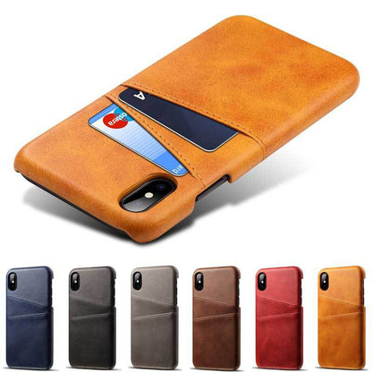 iPhone X XS Max XR Credit Card Case Vintage PU Leather Wallet Case - carolay.co phone case shop