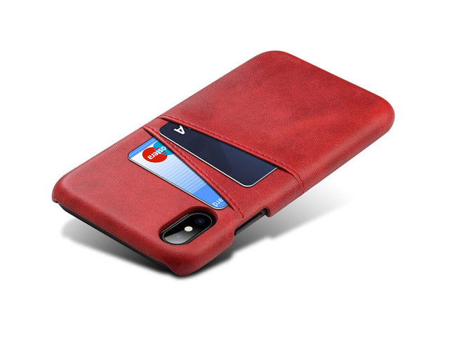 iPhone X XS Max XR Credit Card Case Vintage PU Leather Wallet Case - carolay.co phone case shop