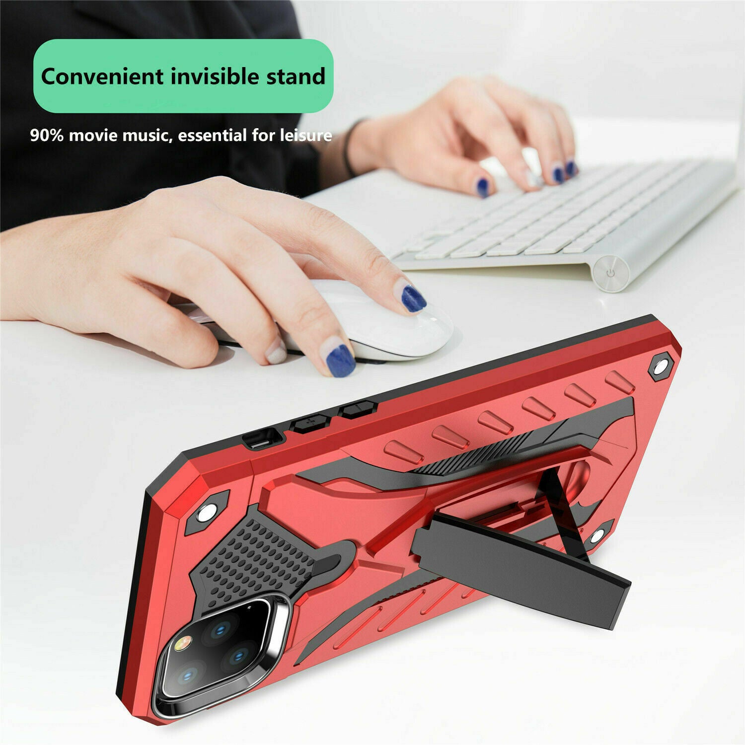 Heavy Duty Shockproof Stand Cover Glass Screen Protector For iPhone - carolay.co
