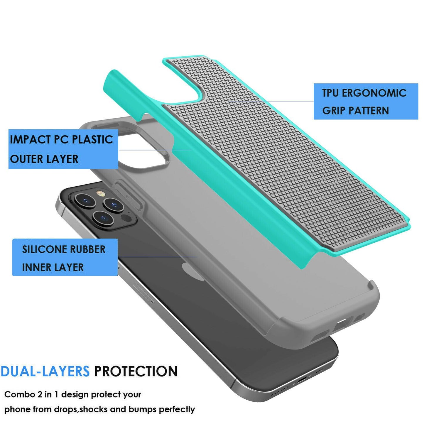 Case Hybrid Hard Cover with Screen Protector For iPhone - carolay.co