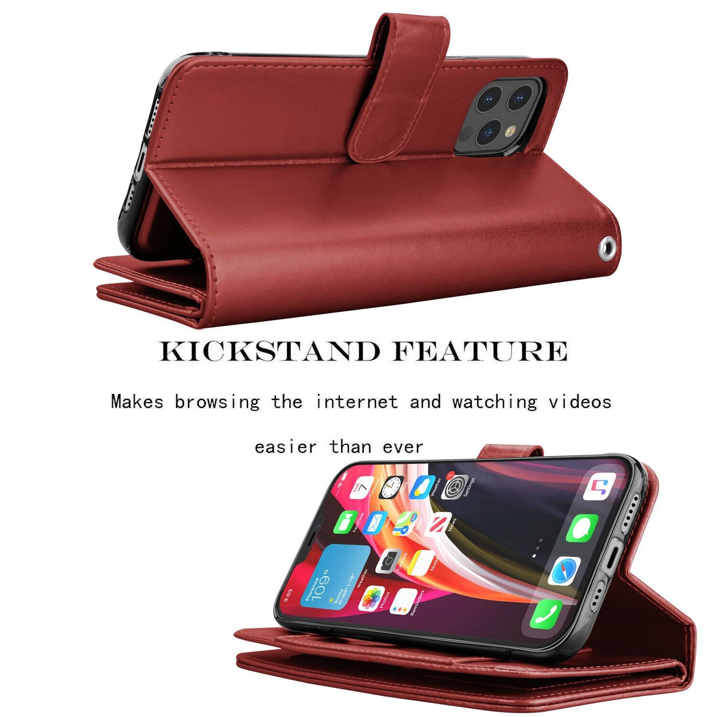 Wallet Case Flip Leather Card Stand Cover For iPhone - carolay.co